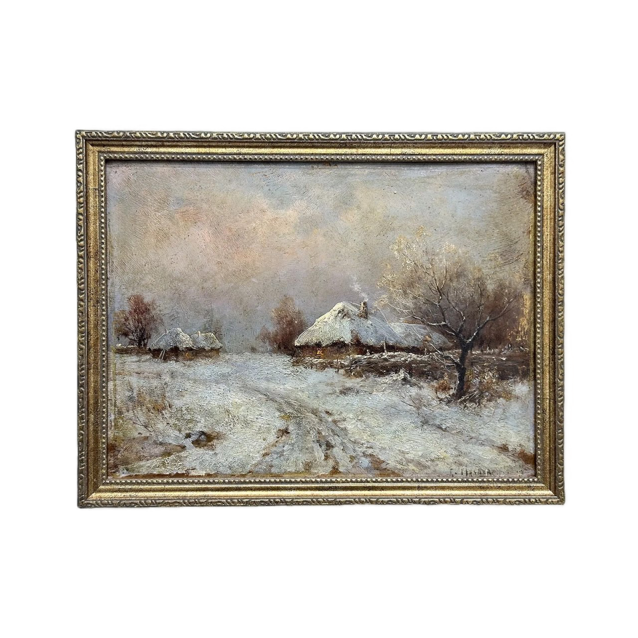 Картина «Зимний пейзаж». Художник: Маслов А. (конец XIX века)