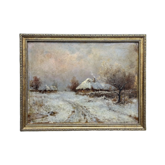 Картина «Зимний пейзаж». Художник: Маслов А. (конец XIX века)