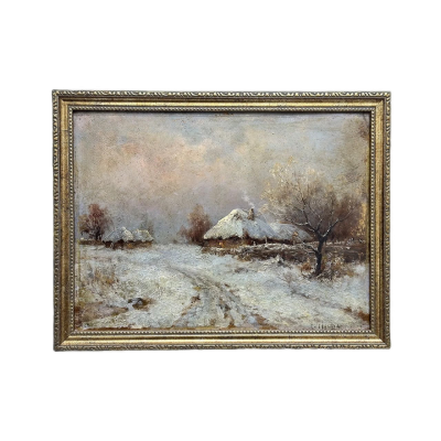 Картина «Зимний пейзаж». Художник: Маслов А. (конец XIX века)